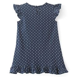 Babyhug Cotton Flutter Sleeves Nighty With Floral Print - Navy Blue