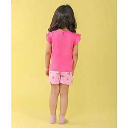 Babyhug Cotton Flutter Sleeves Night Suit With Unicorn And Floral  Print - Pink