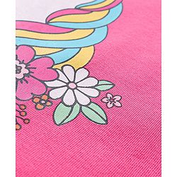 Babyhug Cotton Flutter Sleeves Night Suit With Unicorn And Floral  Print - Pink