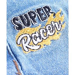 Babyhug Denim Stretchable Washed Full Length Jeans with Cargo Pockets & Text Embroidery- Blue