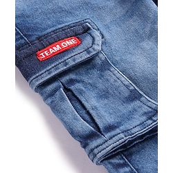 Babyhug Full Length Denim Joggers With Patch - Blue