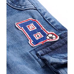 Babyhug Full Length Denim Joggers With Patch - Blue