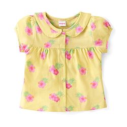 Babyhug Cotton Single Jersey Knit Half Sleeves Shorts Night Suit Floral Print - Green