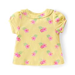 Babyhug Cotton Single Jersey Knit Half Sleeves Shorts Night Suit Floral Print - Green