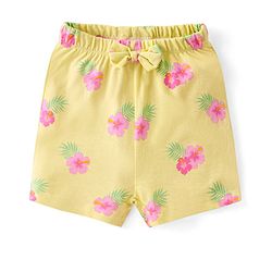 Babyhug Cotton Single Jersey Knit Half Sleeves Shorts Night Suit Floral Print - Green