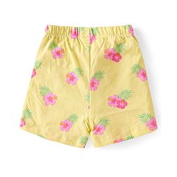 Babyhug Cotton Single Jersey Knit Half Sleeves Shorts Night Suit Floral Print - Green