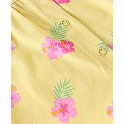 Babyhug Cotton Single Jersey Knit Half Sleeves Shorts Night Suit Floral Print - Green