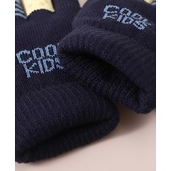 Babyhug Woolen Gloves Set Face & Text Design - Navy Blue