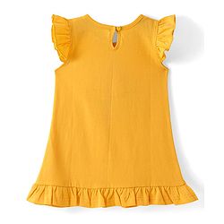 Babyhug Cotton Knit Flutter Sleeves Nighty With Watermelon Print - Multicolor