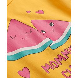 Babyhug Cotton Knit Flutter Sleeves Nighty With Watermelon Print - Multicolor