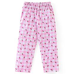 Babyhug Cotton Knit Half Sleeves Peter Pan Collared Night Suit With Fruits Print - PInk