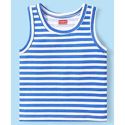 Babyhug 100% Organic Cotton Knit Sleeveless Set of  Vests with Striped & Bear Print Pack of 3 - Multicolour