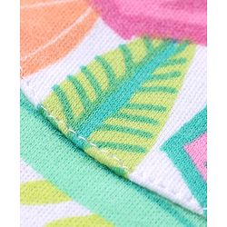 Babyhug Single Jersey Knit Dungaree with Frill Detailing & Half Sleeves T-Shirt Polka Dots & Leaves Print - Multicolour
