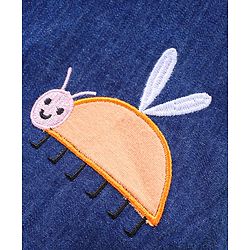 Babyhug Single Jersey Knit Dungaree with Half Sleeves Inner Tee Floral Print &  Bees Embroidery - White & Blue