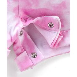 Babyhug Cotton Knit Fruity Embroidered Dungaree with Half Sleeves Inner Tee Polka Dots Print - Pink & White