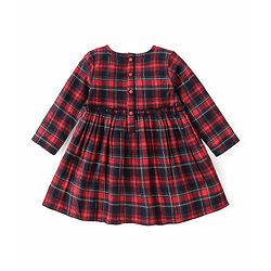 Babyhug Cotton Woven Full Sleeves Checked Frock with Leggings - Red
