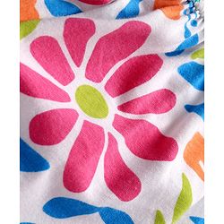 Babyhug Single Jersey Floral Printed Jumpsuit with Full Sleeves Denim Jacket - White & Navy Blue