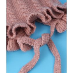 Babyhug Cable Knitted Woollen Cap with Knot - Pink