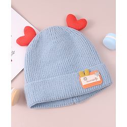 Babyhug  Woollen Cap with Heart Applique - Blue