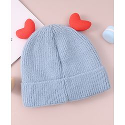 Babyhug  Woollen Cap with Heart Applique - Blue