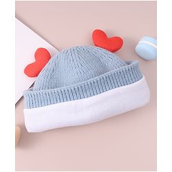 Babyhug  Woollen Cap with Heart Applique - Blue