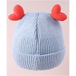 Babyhug  Woollen Cap with Heart Applique - Blue