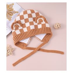 Babyhug Ear Applique Woollen Cap with Knot - Brown