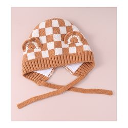 Babyhug Ear Applique Woollen Cap with Knot - Brown