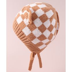 Babyhug Ear Applique Woollen Cap with Knot - Brown