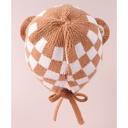 Babyhug Ear Applique Woollen Cap with Knot - Brown