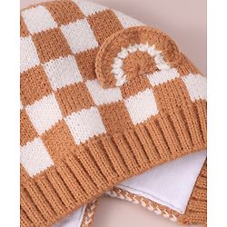 Babyhug Ear Applique Woollen Cap with Knot - Brown
