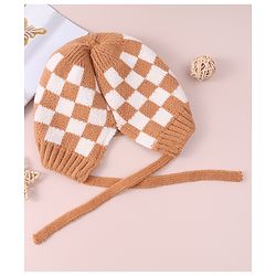 Babyhug Ear Applique Woollen Cap with Knot - Brown