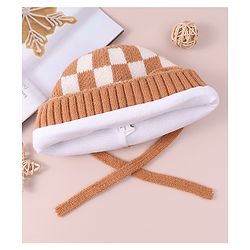 Babyhug Ear Applique Woollen Cap with Knot - Brown
