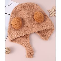 Babyhug Woollen Cap with Pom Pom - Brown