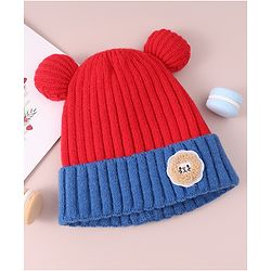 Babyhug Cable Knitted Woollen Cap with Pom Pom - Red