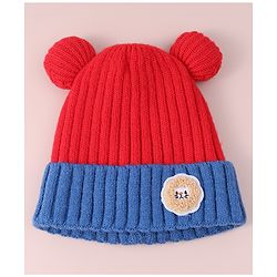 Babyhug Cable Knitted Woollen Cap with Pom Pom - Red