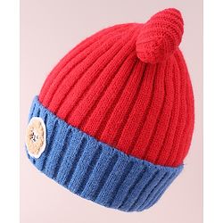 Babyhug Cable Knitted Woollen Cap with Pom Pom - Red
