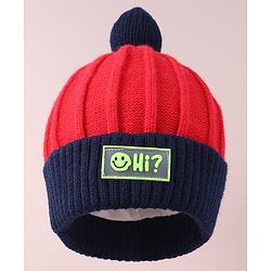 Babyhug Cable Knitted Woollen Cap with Pom Pom - Red