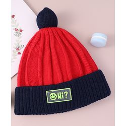 Babyhug Cable Knitted Woollen Cap with Pom Pom - Red