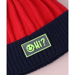 Babyhug Cable Knitted Woollen Cap with Pom Pom - Red