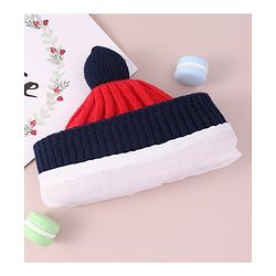 Babyhug Cable Knitted Woollen Cap with Pom Pom - Red