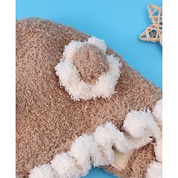 Babyhug Pom Pom Woollen Cap with Knot - Light Brown