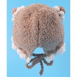 Babyhug Pom Pom Woollen Cap with Knot - Light Brown
