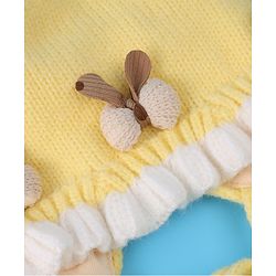 Babyhug Bow Applique Woollen Cap with Knot - Yellow