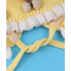 Babyhug Bow Applique Woollen Cap with Knot - Yellow