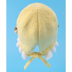 Babyhug Bow Applique Woollen Cap with Knot - Yellow