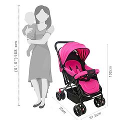 Babyhug Symphony Stroller With Reverisble Handle & Mosquito Net - Pink
