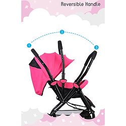 Babyhug Symphony Stroller With Reverisble Handle & Mosquito Net - Pink