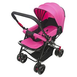 Babyhug Symphony Stroller With Reverisble Handle & Mosquito Net - Pink