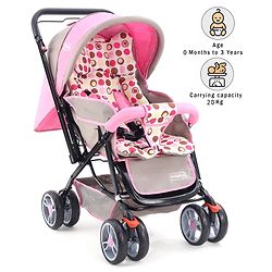 Babyhug Comfy Ride Stroller With Reversible Handle - Pink